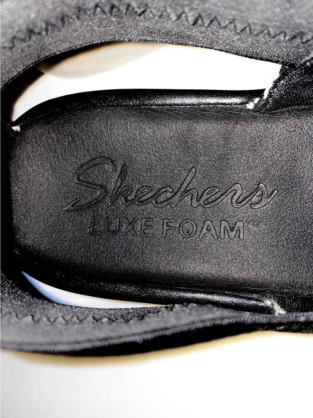 Skechers Black & White Geometric Slip-On Mules